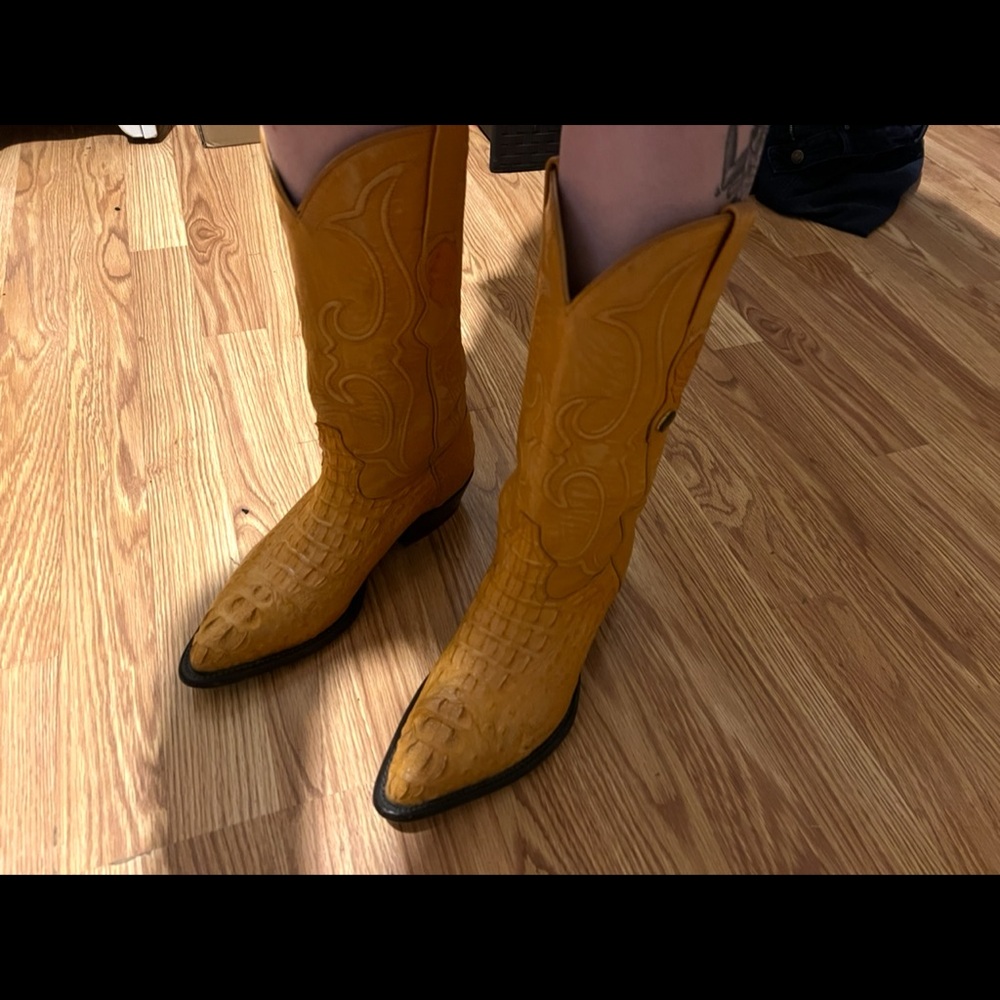 Yellow Crocodile Skin Boots